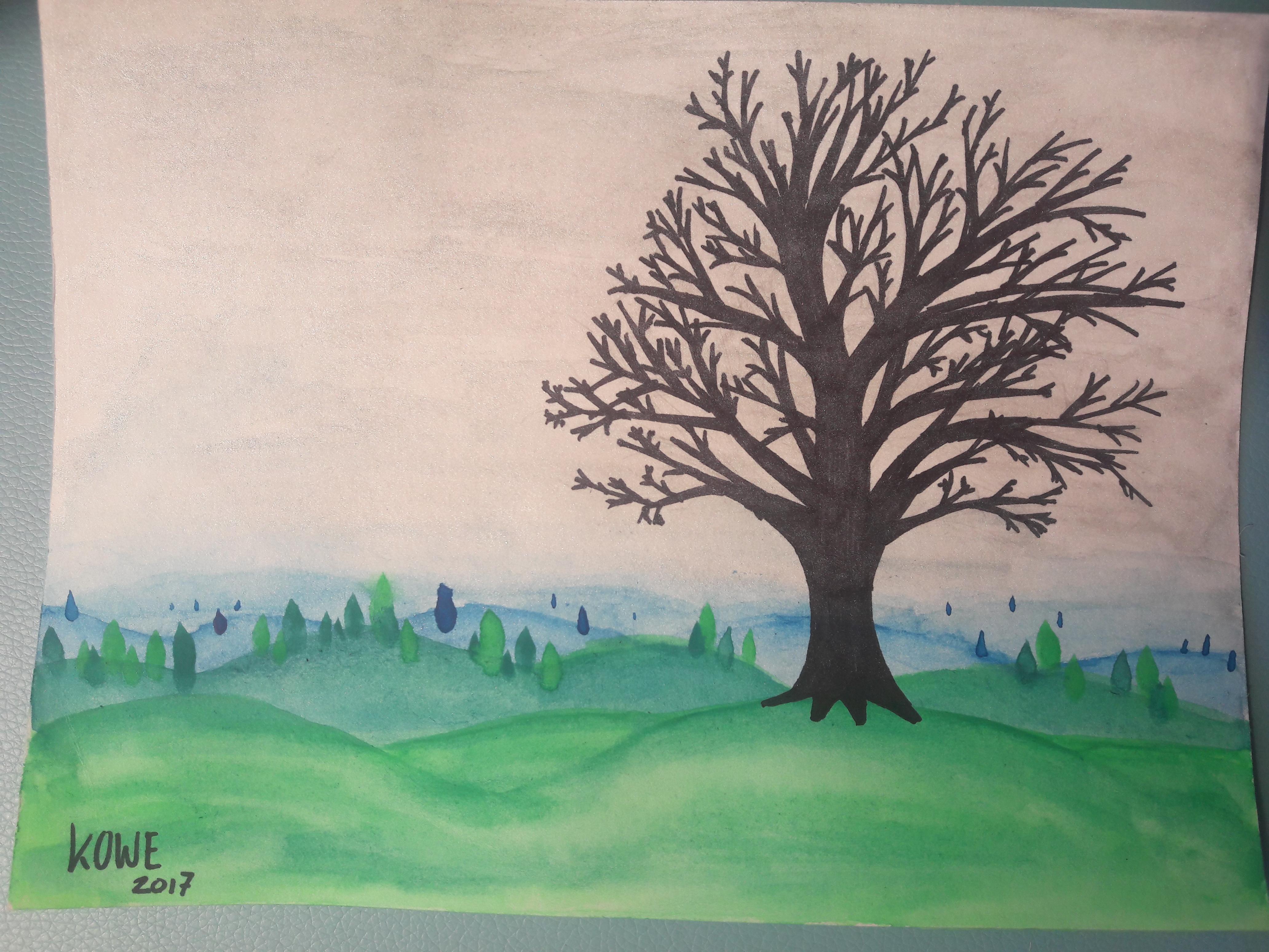 4128x3096 Landscape Tree Silhouette Watercolor - Watercolor Tree Plan