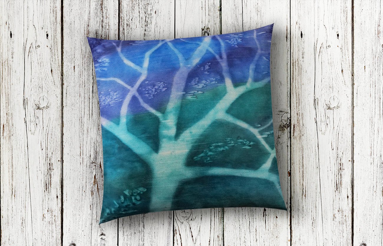1300x836 Tree Silhouette Throw Pillow 18x18 Watercolor Silk Pillow Cover - Watercolor Tree Plan