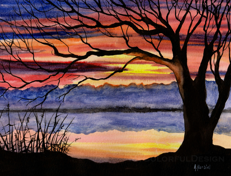 738x560 Tree Silhouette By Alina Kurbiel - Watercolor Tree Plan