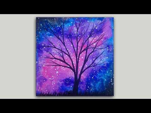 480x360 Watercolor Painting Rose Galaxy And Tree Silhouette - Watercolor Tree Plan