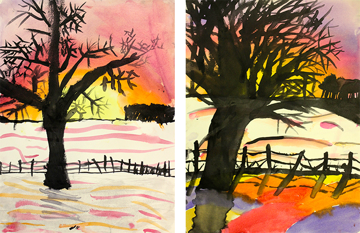 700x453 Winter Tree Silhouette Art Project Deep Space Sparkle - Watercolor Tree Plan