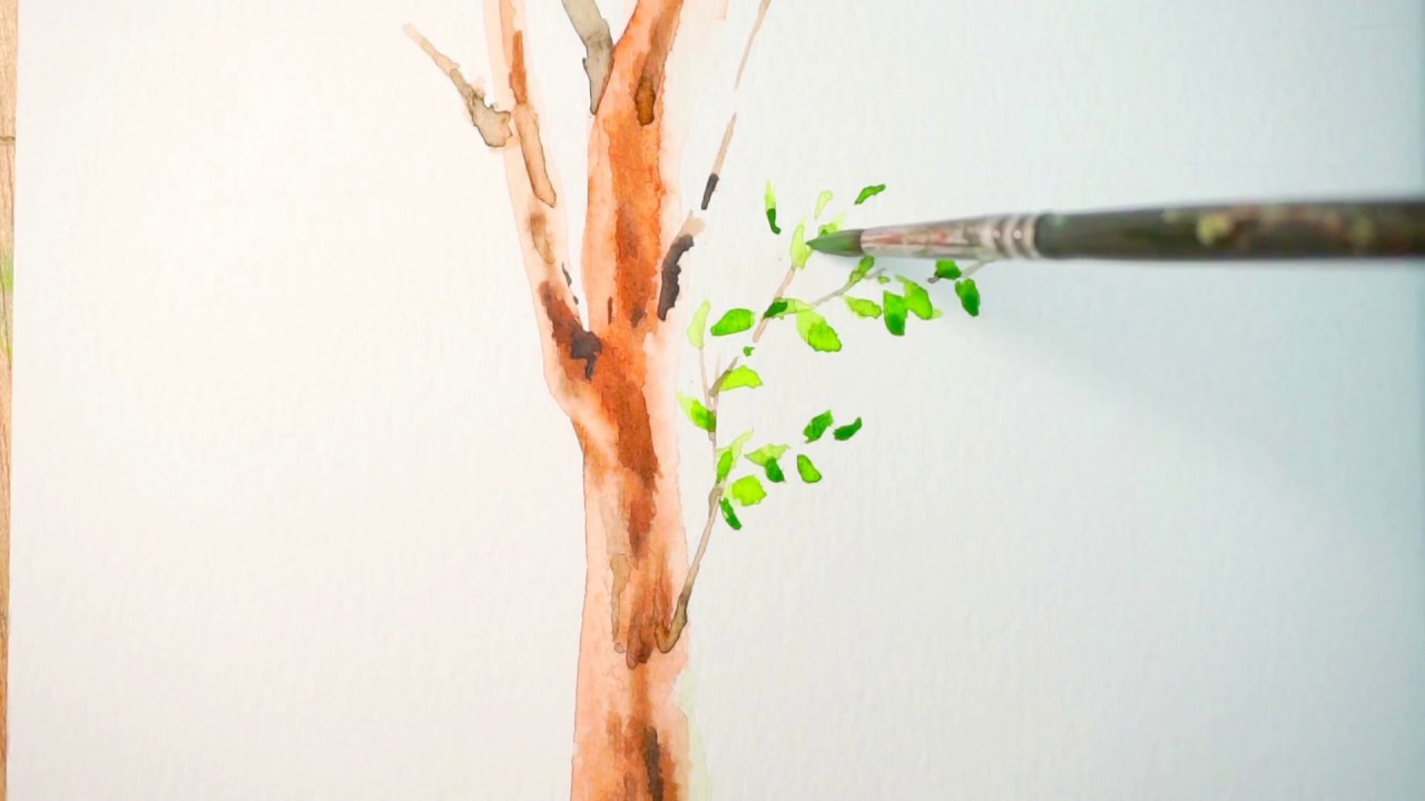 1280x720 How To Paint A Tree Trunk In Watercolor.wet In Wet Technique - Watercolor Tree Trunk