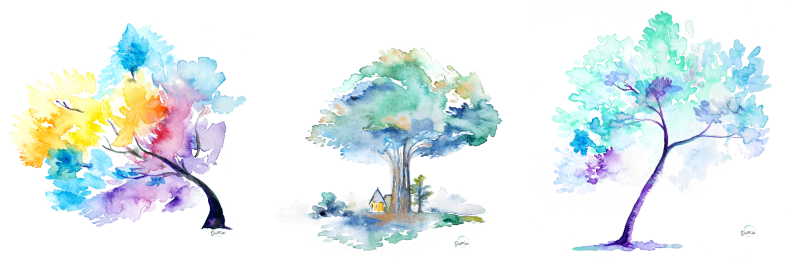 1600x533 Watercolor Trees By Susan Lin The Level Collection Medium - Watercolor Trees For Beginners