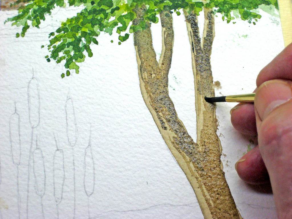 1024x768 Learn To Paint A Watercolor Landscape Demo By John Fisher - Watercolor Trees Techniques