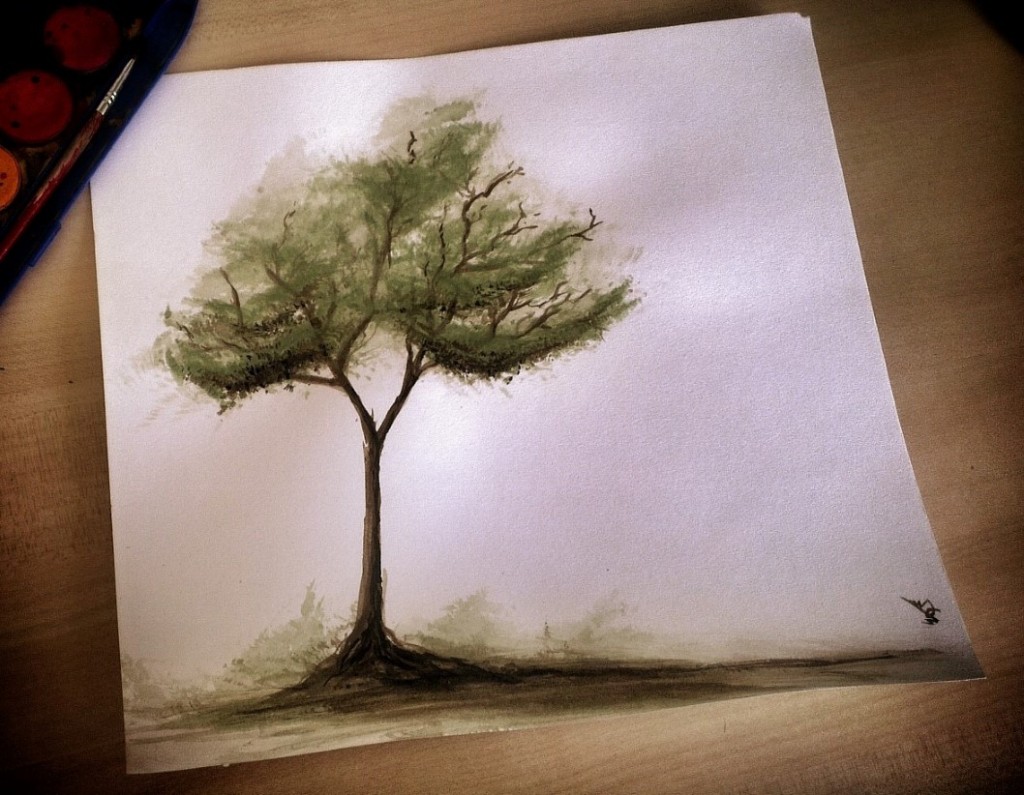 1024x795 Watercolor Tree Amit Sadik - Watercolor Trees Techniques