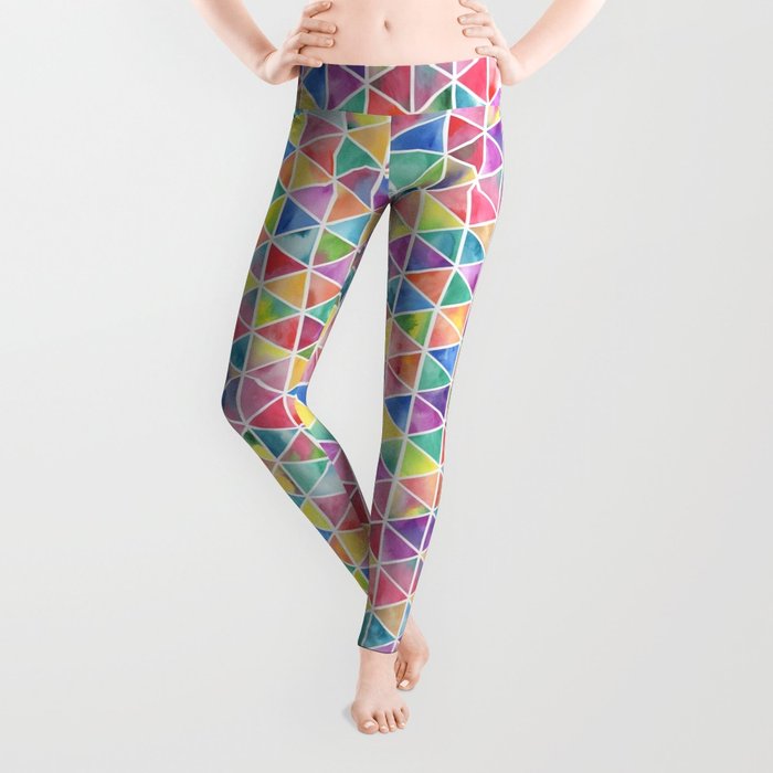 700x700 Colorful Watercolor Triangle Pattern Leggings By Alisagal Society6 - Watercolor Triangle