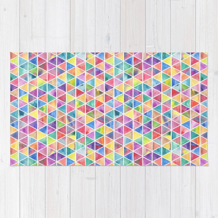 700x700 Colorful Watercolor Triangle Pattern Rug By Alisagal Society6 - Watercolor Triangle