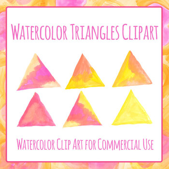 350x350 Handpainted Watercolor Triangles Clip Art Set For Commercial Use - Watercolor Triangle
