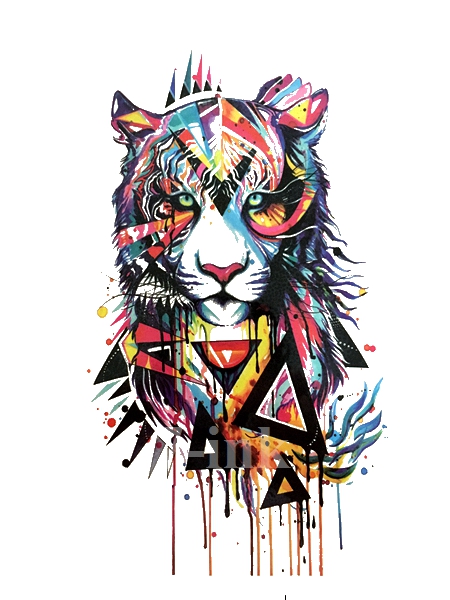 450x600 Waterproof Temporary Tattoo Inked Watercolor Triangle Tigerwater - Watercolor Triangle
