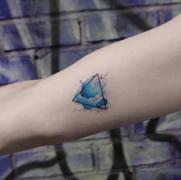 595x592 Watercolor Triangle Tattoo - Watercolor Triangle