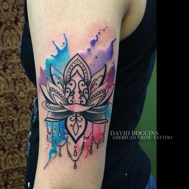 640x640 Blackwork Lily Watercolor Tattoo On Arm Best Tattoo Ideas Gallery - Watercolor Tribal Tattoo