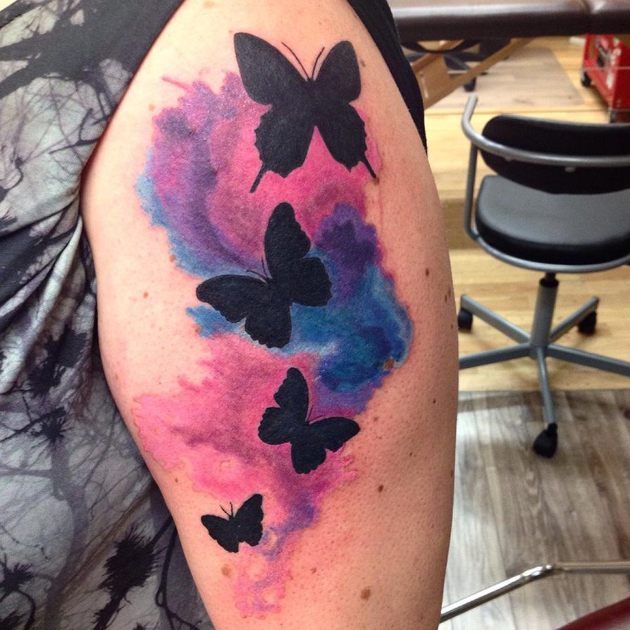 894x894 Tribal Butterflies With Watercolor Tattoo By Iateallmypaste On - Watercolor Tribal Tattoo