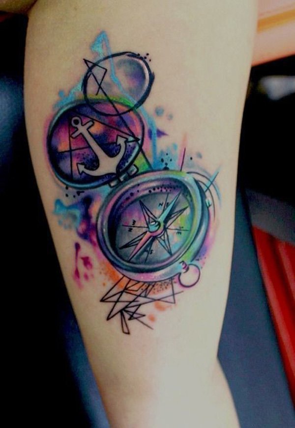 600x872 Watercolor Tattoos Compass Ideas - Watercolor Tribal Tattoo