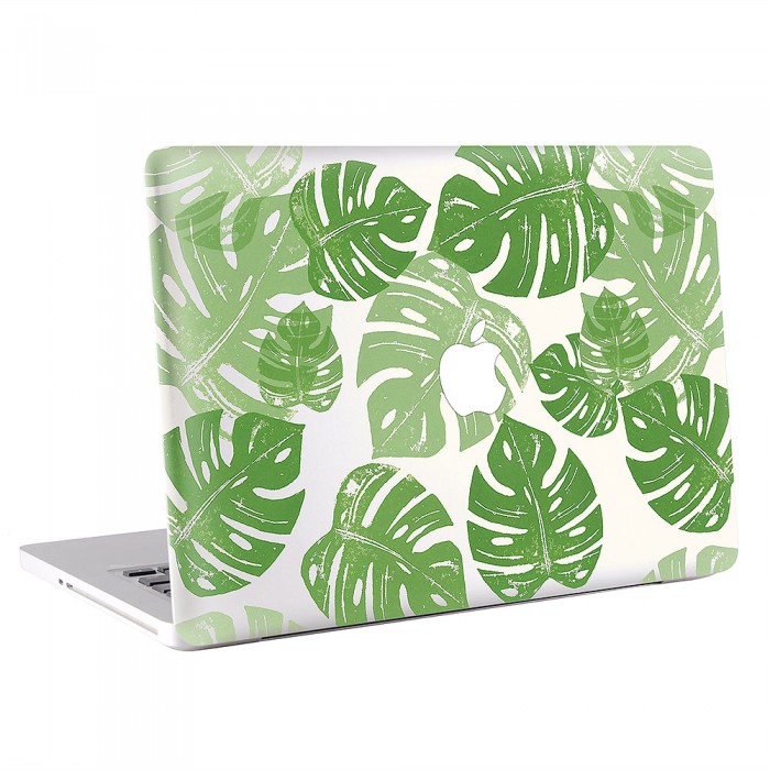 700x700 Watercolor Tropical Green Leaves Macbook Skin Decal - Watercolor Tropical