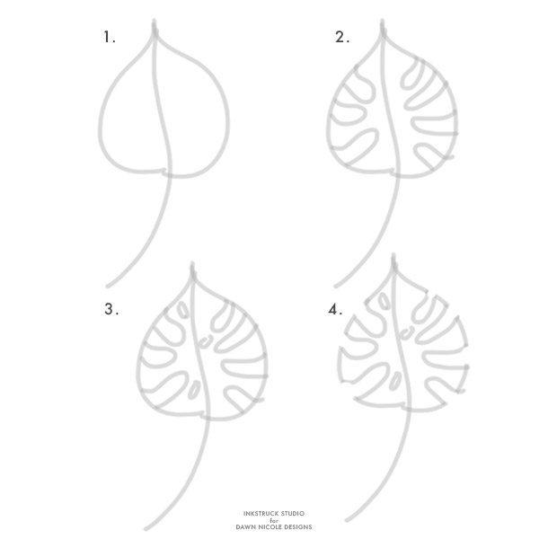 600x600 Watercolor Tropical Leaf Tutorial Dawn Nicole - Watercolor Tropical