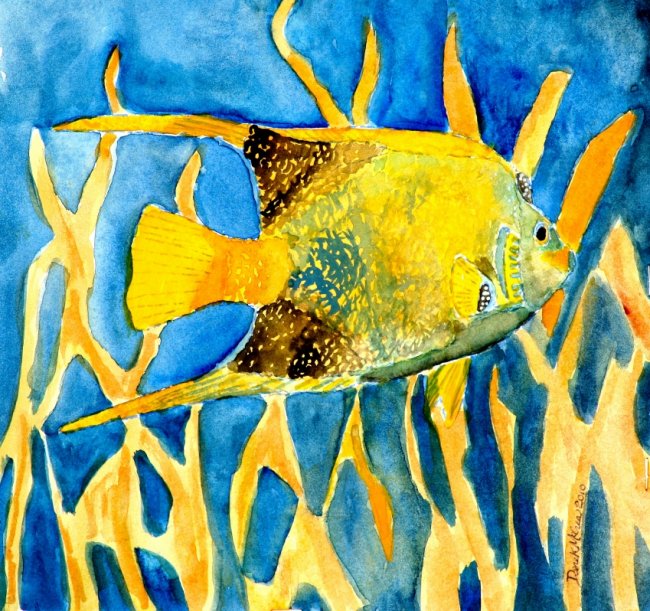 650x611 Tropical Fish Painting, Abstract, Watercolor, Tropical Art Print - Watercolor Tropical Fish