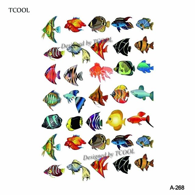 640x640 Wyuen Tropical Fish Temporary Watercolor Tattoo Sticker Waterproof - Watercolor Tropical Fish