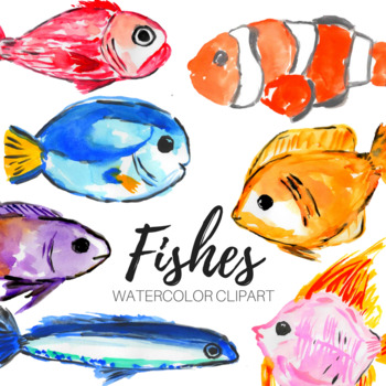 350x350 Watercolor Tropical Fish Clipart By Writelovely Tpt - Watercolor Tropical Fish