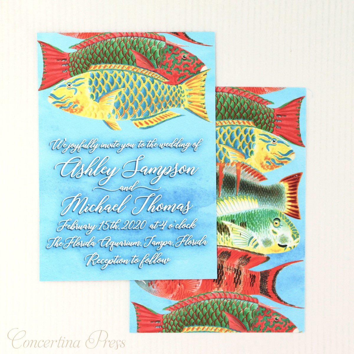 1200x1200 Concertina Press Tropical Fish Watercolor Wedding Invitations - Watercolor Tropical Fish