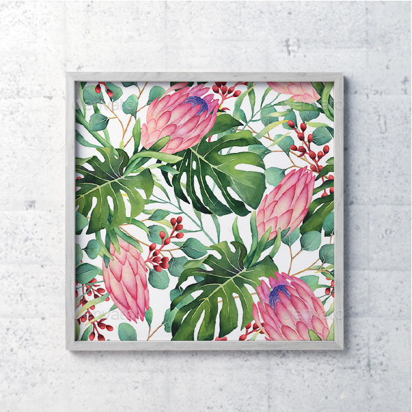 590x590 Watercolor Tropical Flowers Pattern By Watercolorvalley Graphicriver - Watercolor Tropical Flowers