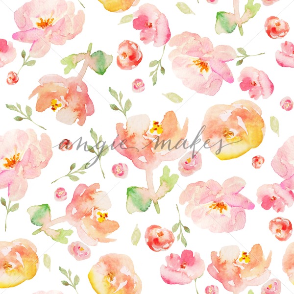 600x600 Cute Tropical Floral Pattern With Watercolor Flowers - Watercolor Tropical Flowers