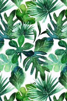 236x354 Tropical Leaves. White Pattern. Watercolor Patterns - Watercolor Tropical Leaves