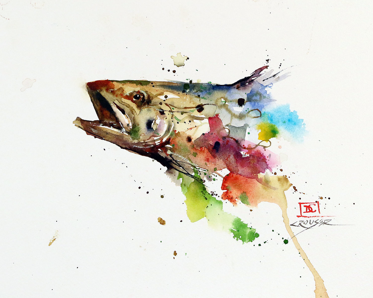 1280x1024 Abstract Trout - Watercolor Trout