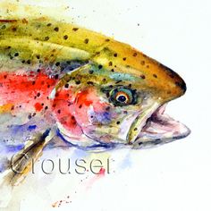 236x236 Watercolor Fish Print - Watercolor Trout