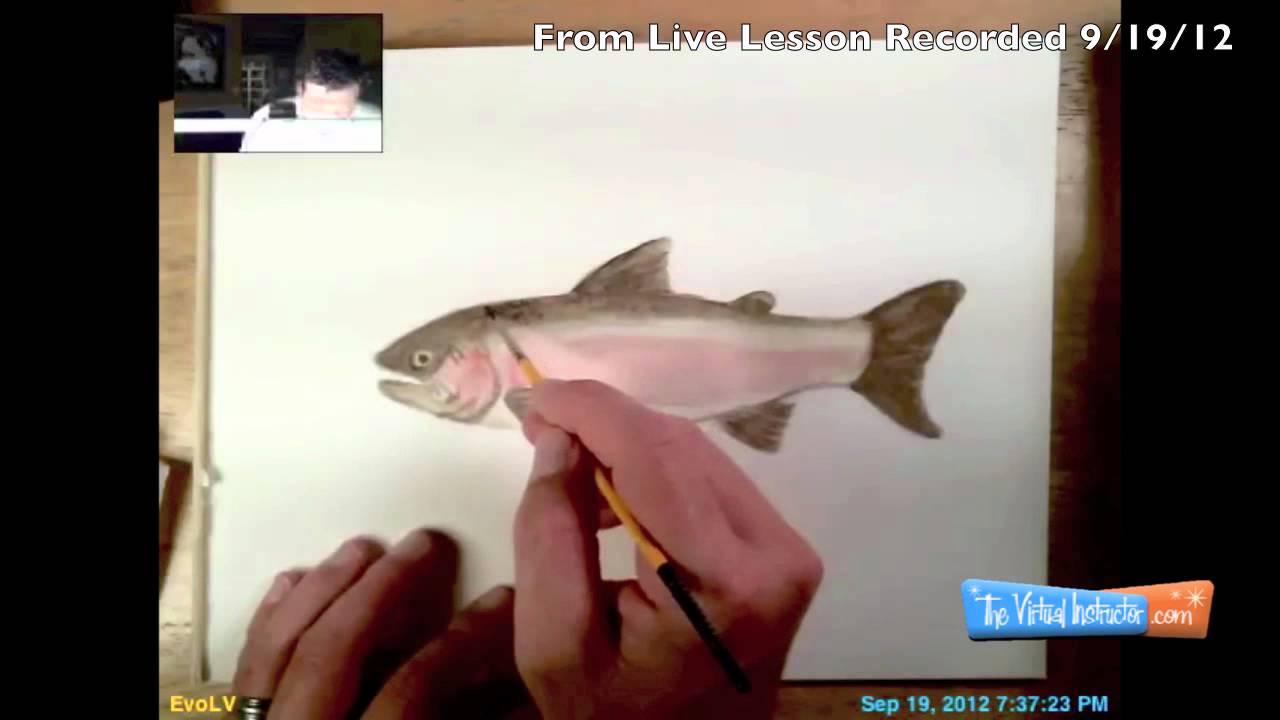 1280x720 Watercolor Painting Of A Trout From Live Lesson - Watercolor Trout