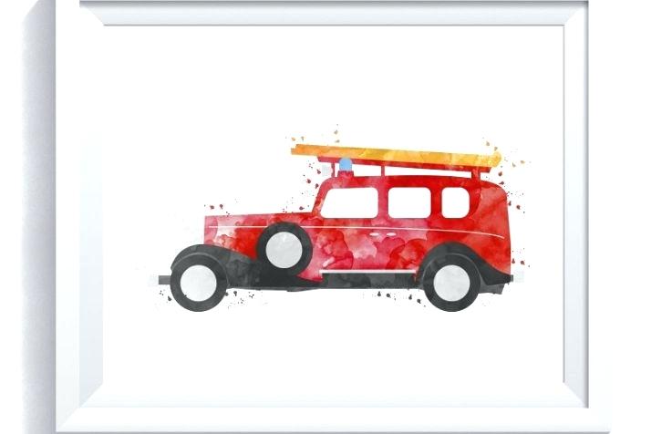 714x476 Fire Truck Wall Art Viewing Product Watercolor Fire Truck Fire - Watercolor Truck