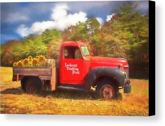 661x507 Old Red Truck On The Farm Watercolor Painting Canvas Print - Watercolor Truck