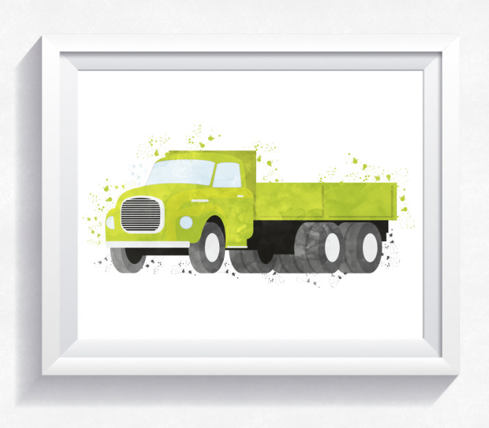 714x626 Watercolor Truck Print, Truck Printable Design Bundles - Watercolor Truck