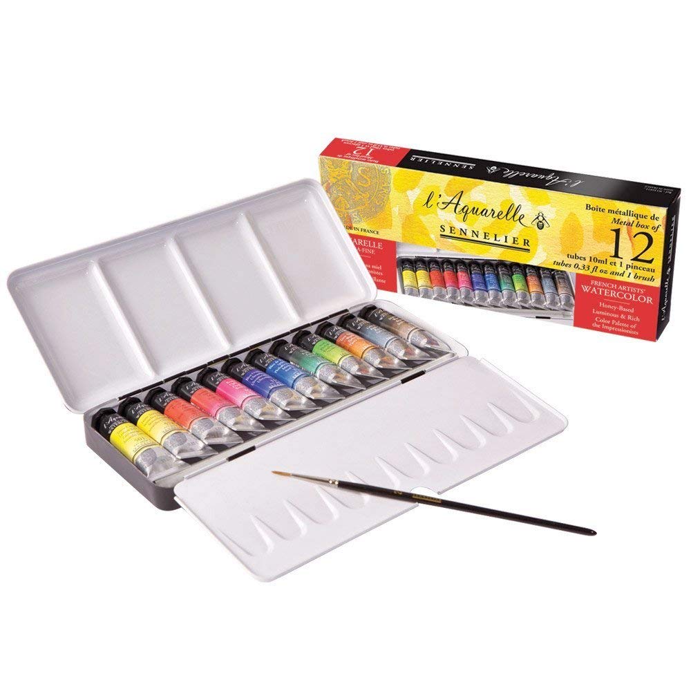 1000x1000 Sennelier Watercolor Metal Box 12 Tube Set - Watercolor Tubes