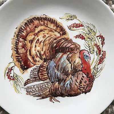 400x400 New Pottery Barn Watercolor Turkey Set4 Salad Appetizer Dessert - Watercolor Turkey