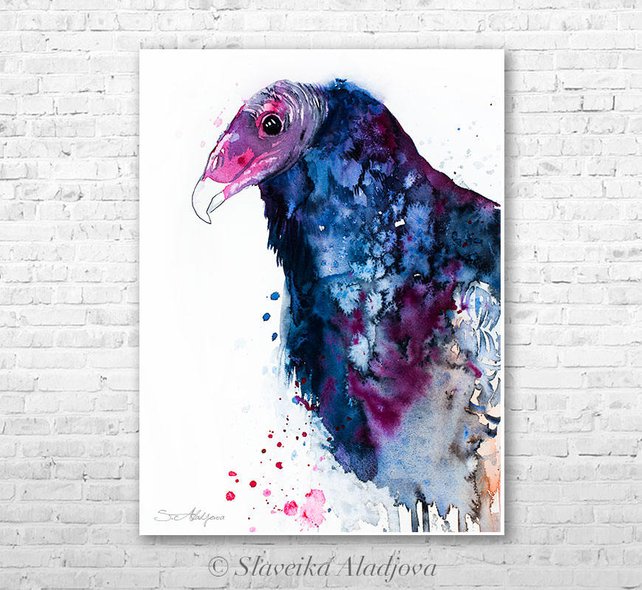 642x590 Turkey Vulture Watercolor Painting Print By Slaveika Aladjova Etsy - Watercolor Turkey