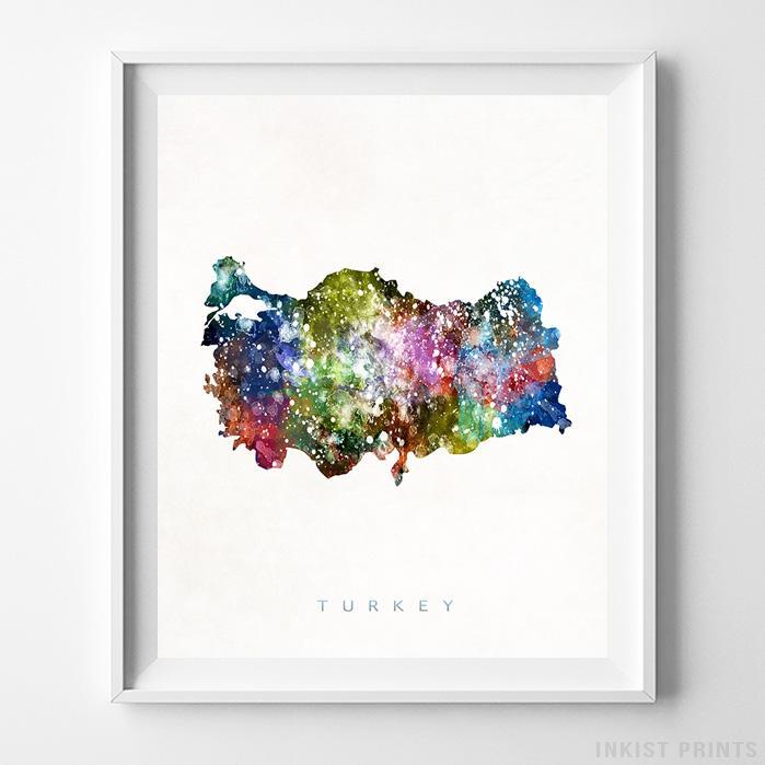 699x699 Turkey Watercolor Map Print - Watercolor Turkey