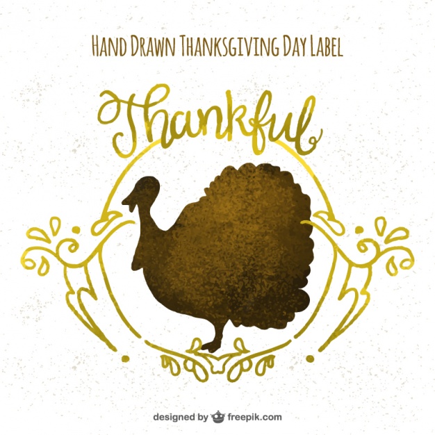 626x626 Decorative Card Of Thanksgiving With Watercolor Turkey Silhouette - Watercolor Turkey