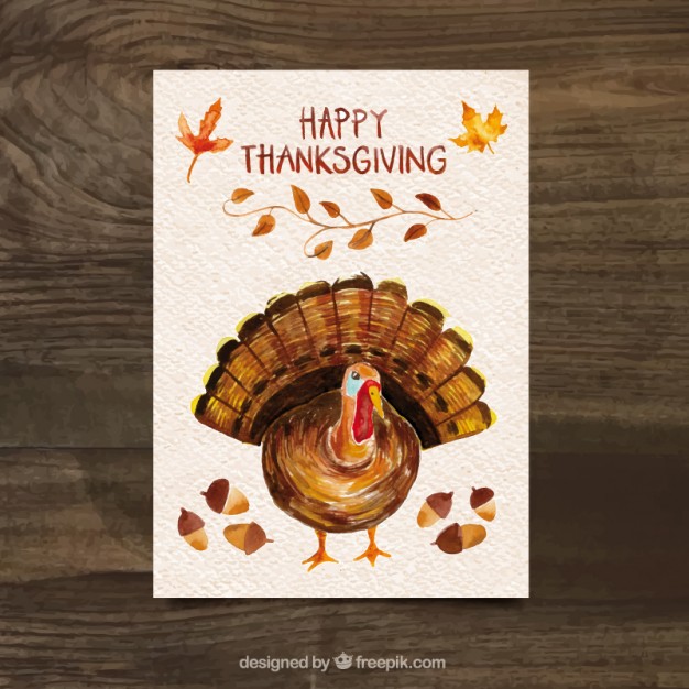626x626 Watercolor Turkey Card Vector Free Download - Watercolor Turkey