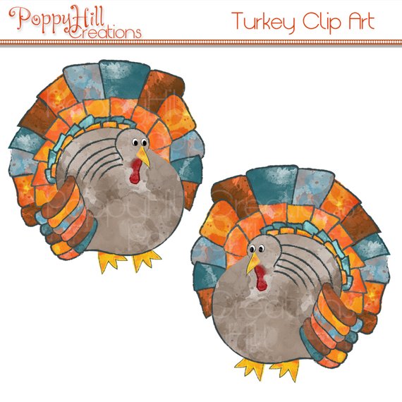 570x570 Instant Download Printable Watercolor Thanksgiving Turkey Etsy - Watercolor Turkey