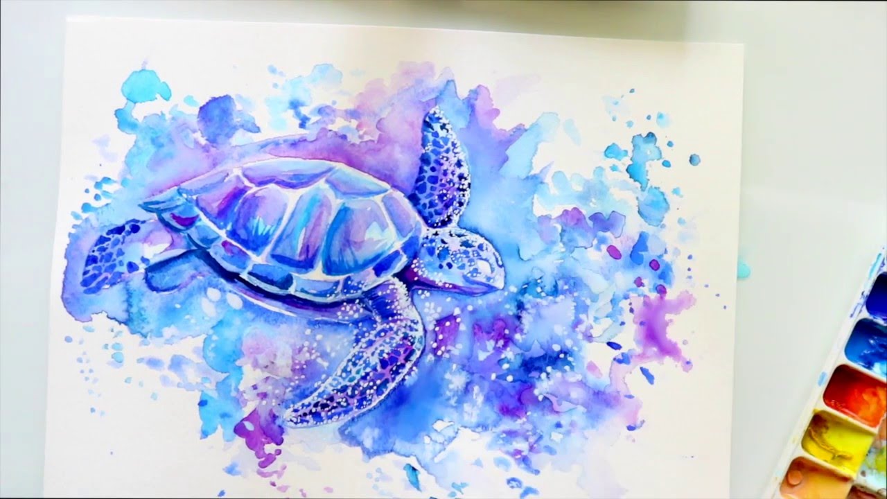 1280x720 Galaxy Animal Watercolor Technique - Watercolor Turtle