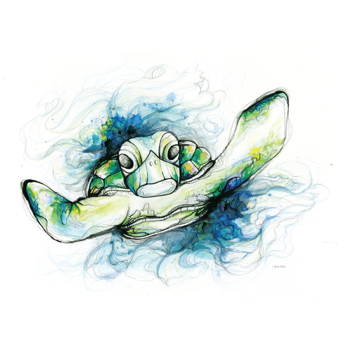 1170x1170 Turtle Tessa Kate Creates - Watercolor Turtle