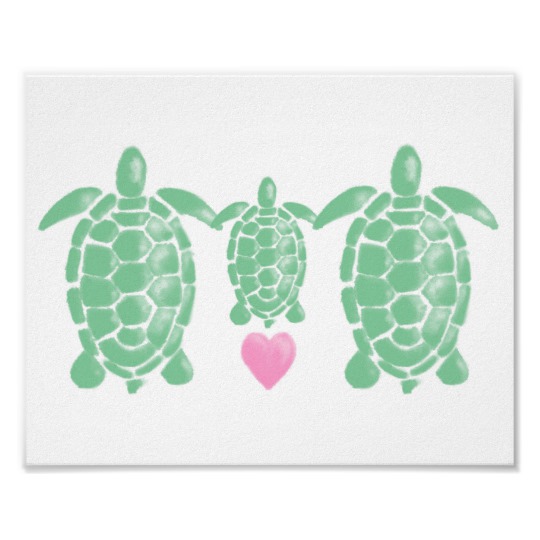 540x540 Watercolor Turtle Family Poster - Watercolor Turtle