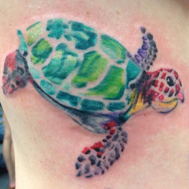 640x640 Water Sea Turtle Tats Turtle, Tattoo And Tatting - Watercolor Turtle Tattoo