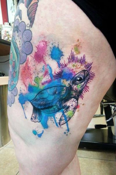 400x600 Watercolor Sea Turtle Tattoo Tattoo Ideas - Watercolor Turtle Tattoo