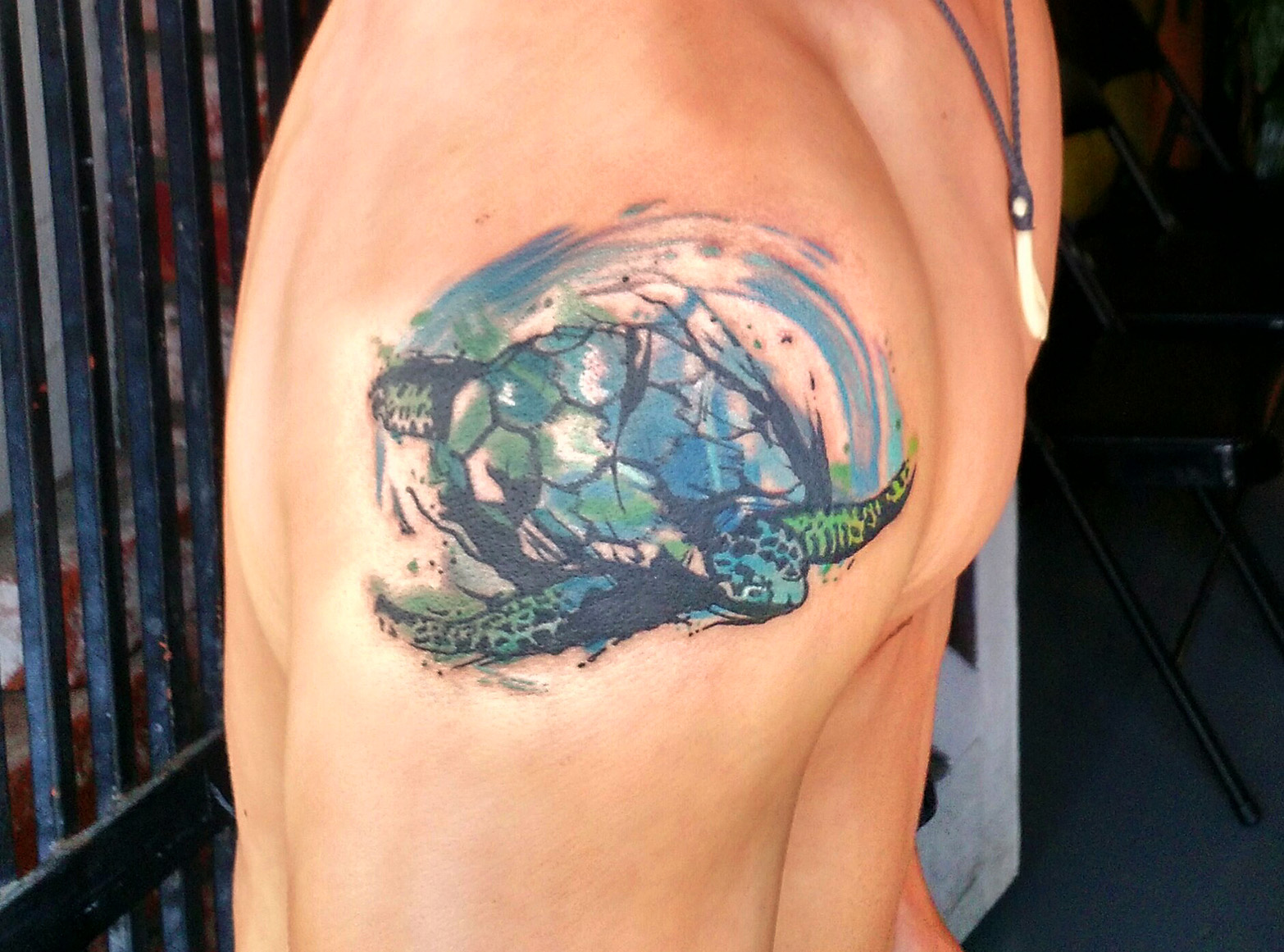 1566x1161 Watercolor Turtle Tattoo By Deanna Wardin Of Tattoo Boogaloo (Sf - Watercolor Turtle Tattoo