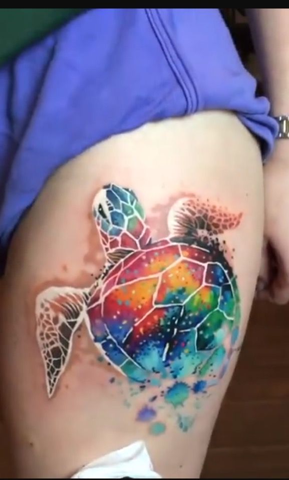 577x957 Watercolor Turtle Tattoo - Watercolor Turtle Tattoo