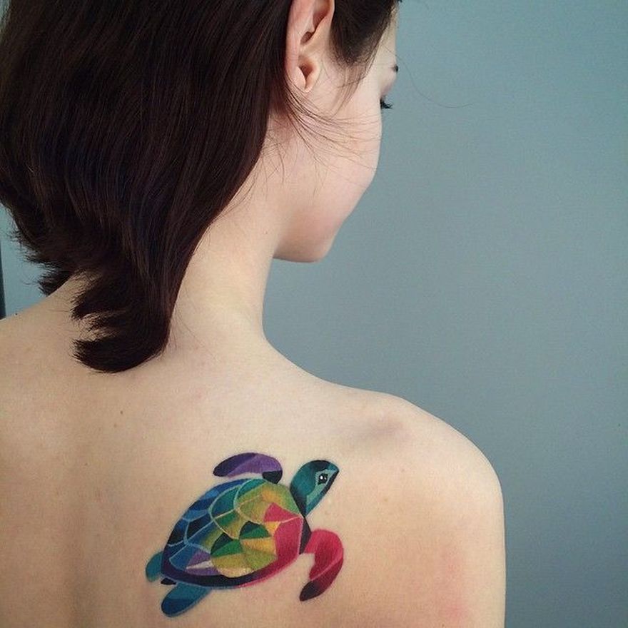 880x880 Watercolor Turtle Tattoo (20) - Watercolor Turtle Tattoo