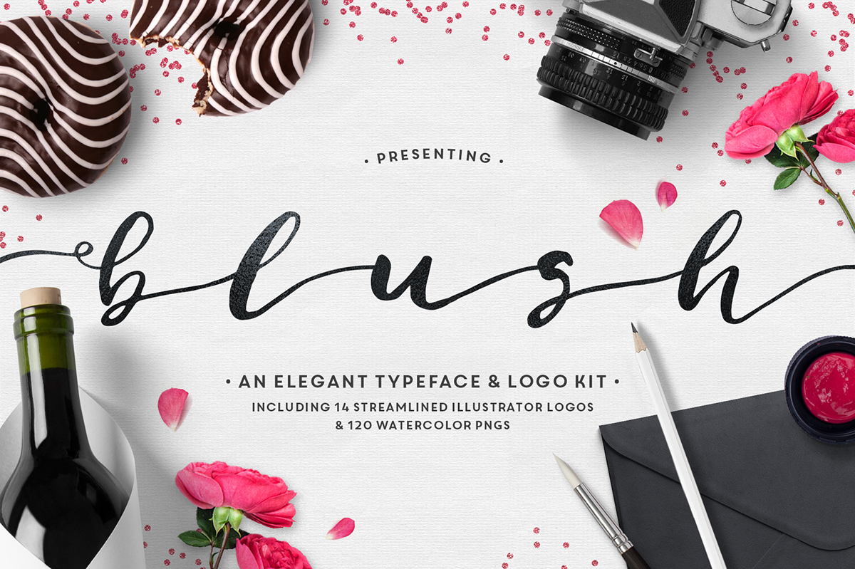 1200x799 Blush Typeface + Watercolor Logo Kit On Behance - Watercolor Typeface