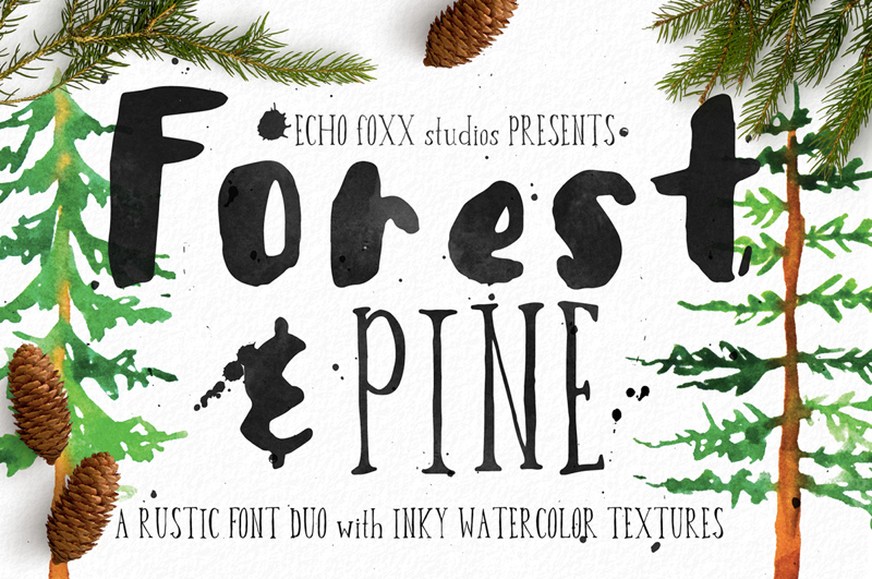 800x531 Forest Amp Pine Font - Watercolor Typeface