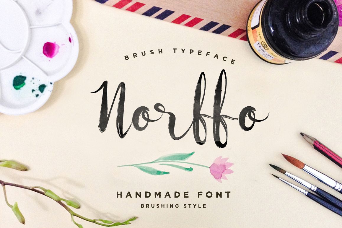1158x772 Norffo Font + Watercolor Brush - Watercolor Typeface